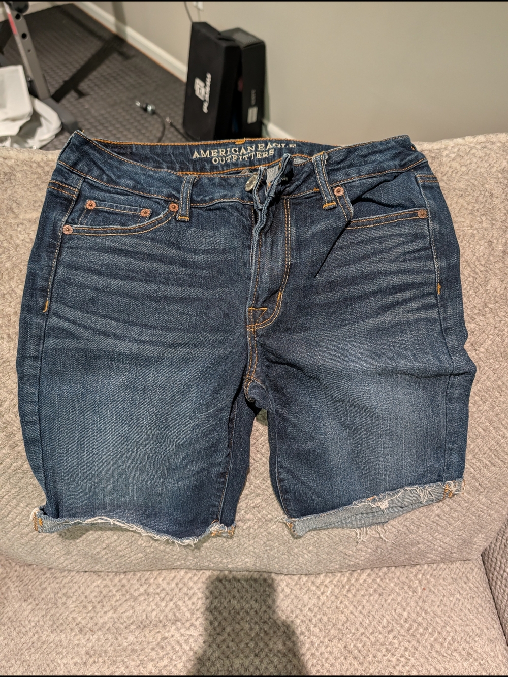 American Eagle Outfitters Dark Blue Denim Skinny Bermuda Shorts
